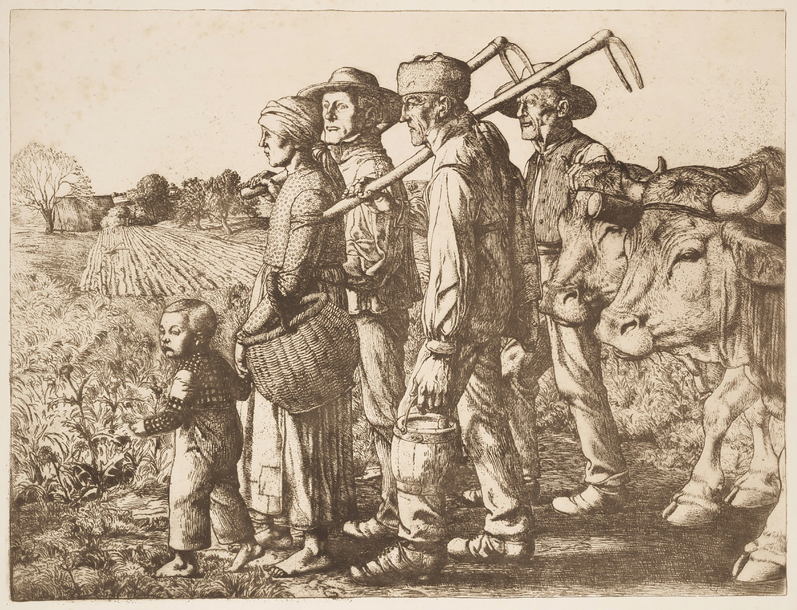 Bauern vom Felde heimkehrend