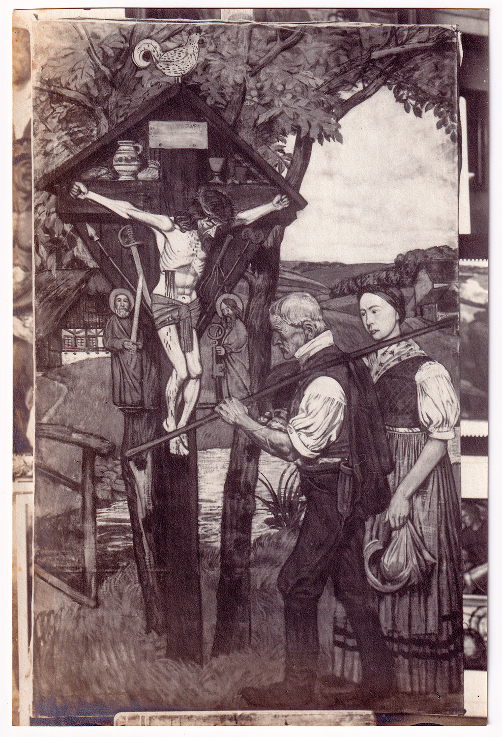 Bauern v. einem Kruzifix