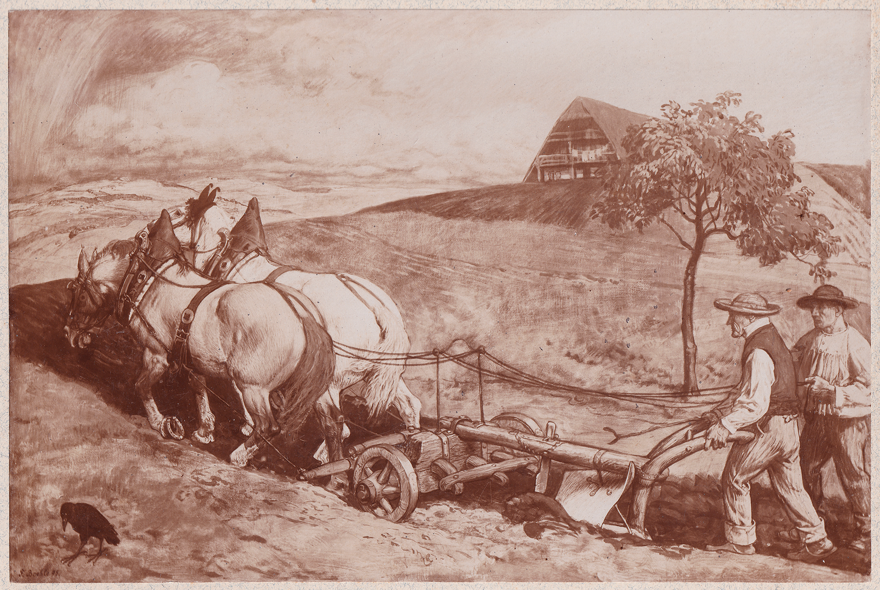 o.A. Pflügende Bauern