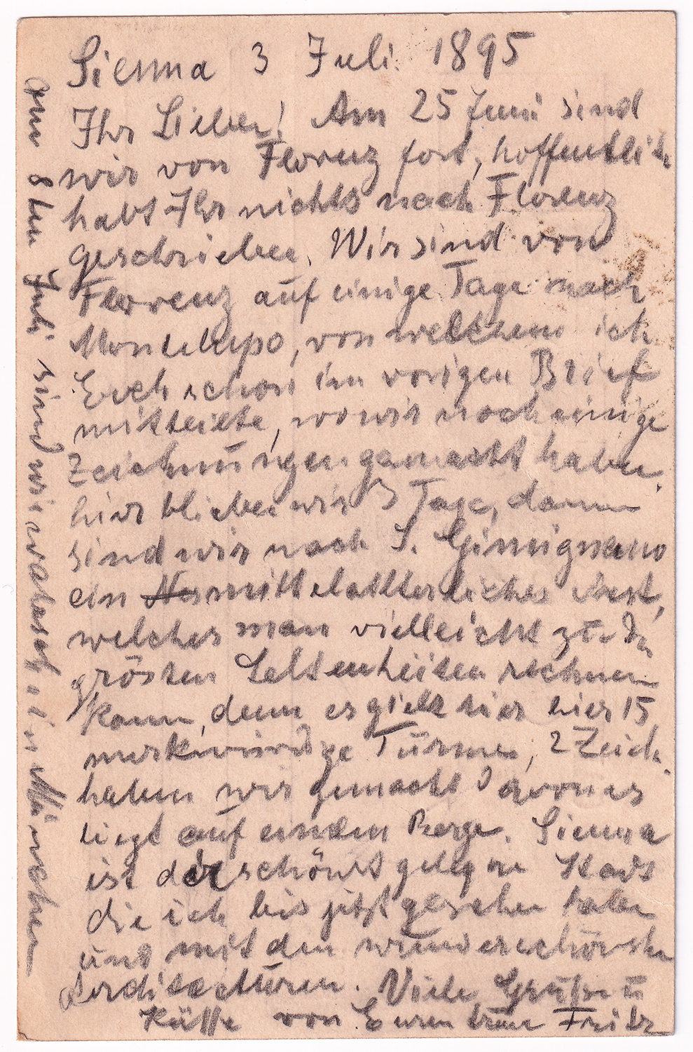 Postkarte an seine Lieben