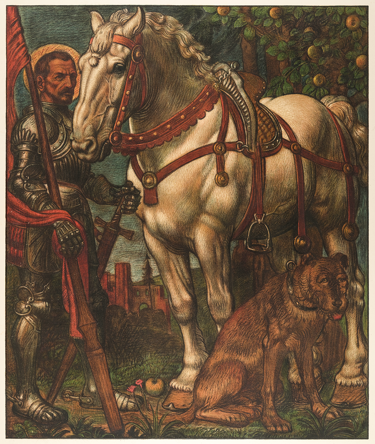Ritter m. Pferd u. Hund
